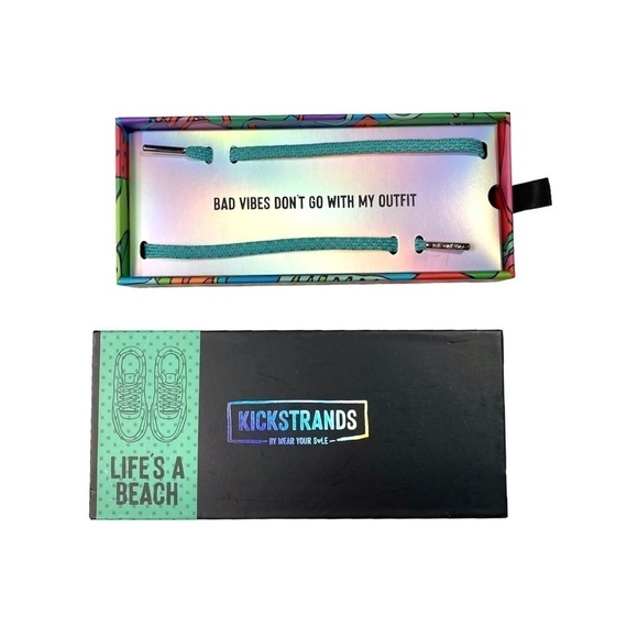 Kickstrands teal blue green shoe laces life’s a beach - Picture 2 of 8